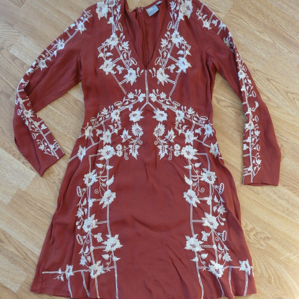 Asos Coral Embroidered Dress
